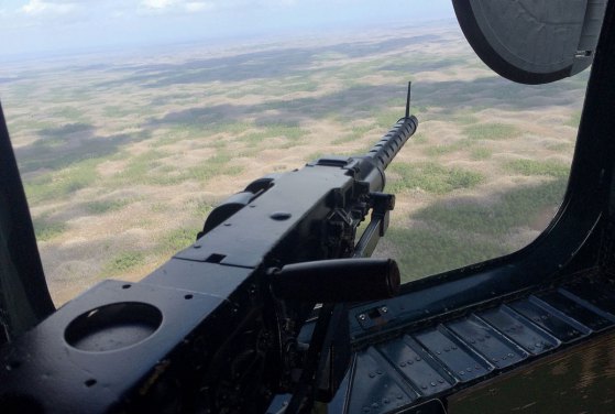 A view from the tail gunner's seat in a B-24J WWII fighter plane. (Photo/Katie Egan)